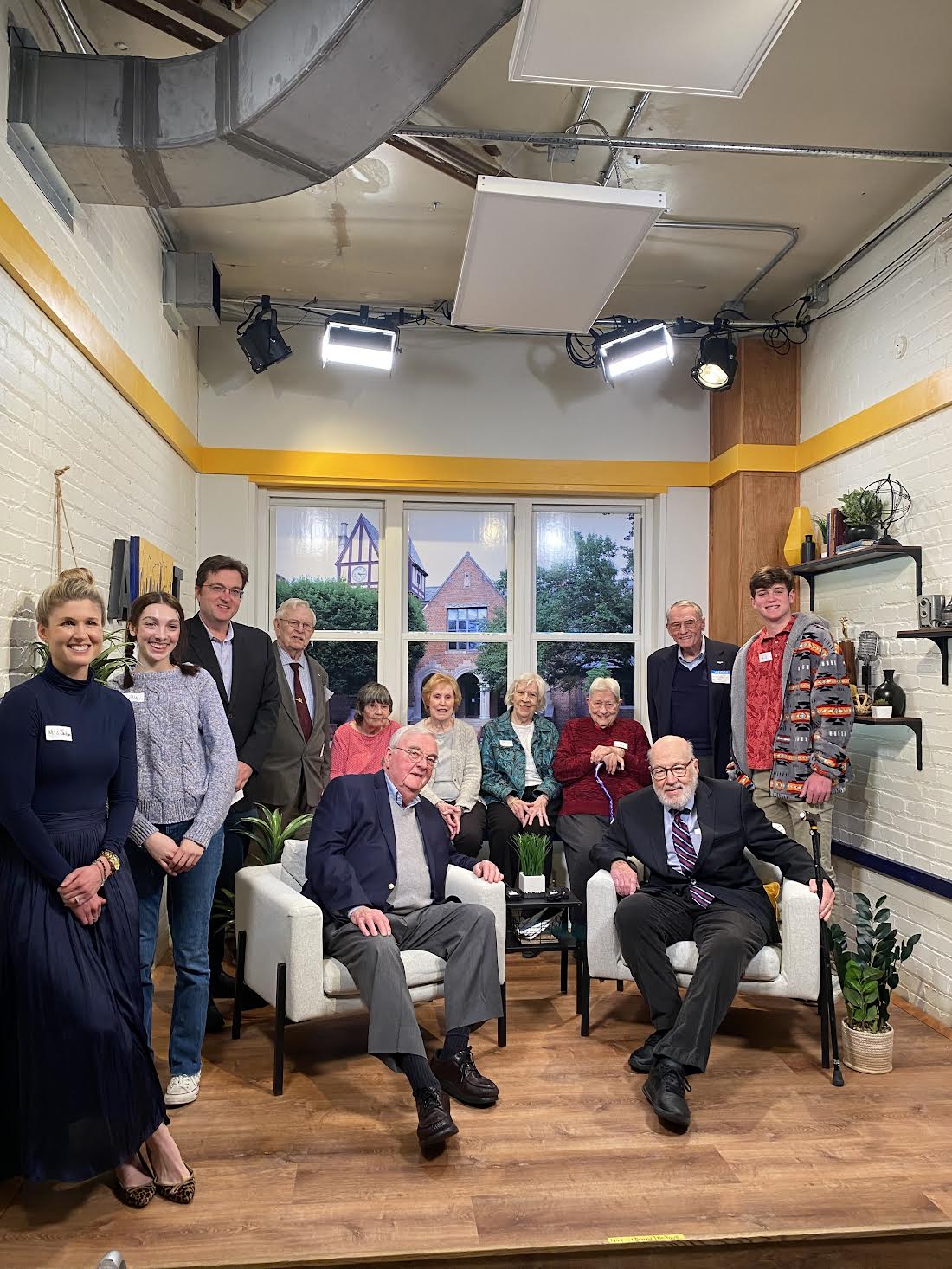 Donors inside new broadcast studio