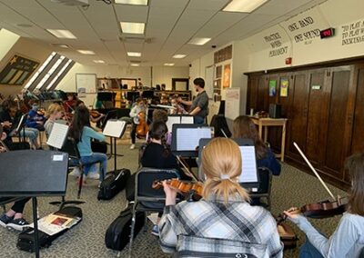 Students practicing in band room 4