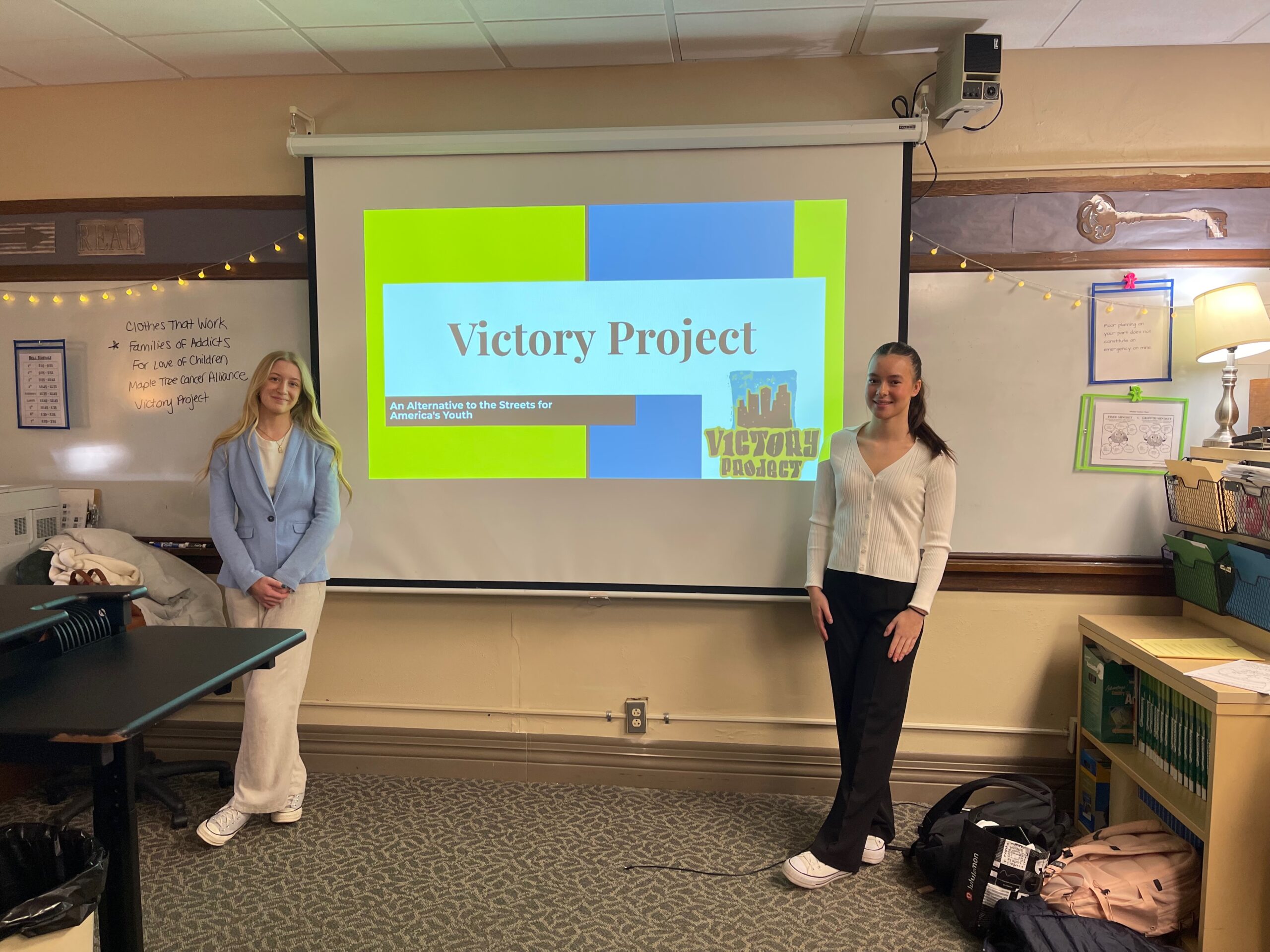 Students presenting on behalf of Victory Project